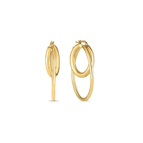 18K YELLOW DESIGNER GOLD DOUBLE HOOP EARRINGS