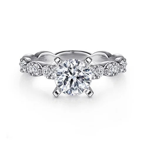 14K White Gold Round Diamond Engagement Ring