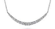 14K White Gold Prong Set Diamond Bar Necklace