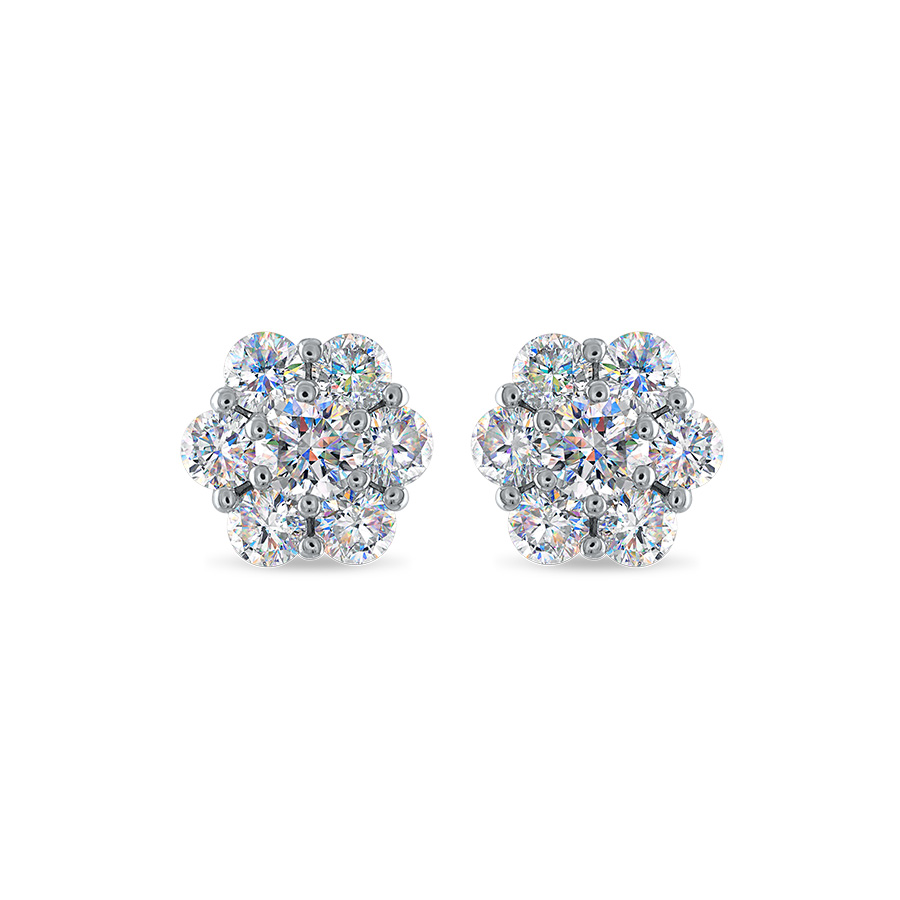 14KWG 1.00CTW FOF DIA FLOWER CLUSTER STUD EARRINGS