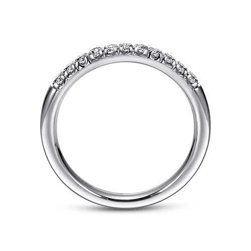 Portofino - 14K White Gold 11 Stone French Pave Diamond Wedding Band - 0.24 ct