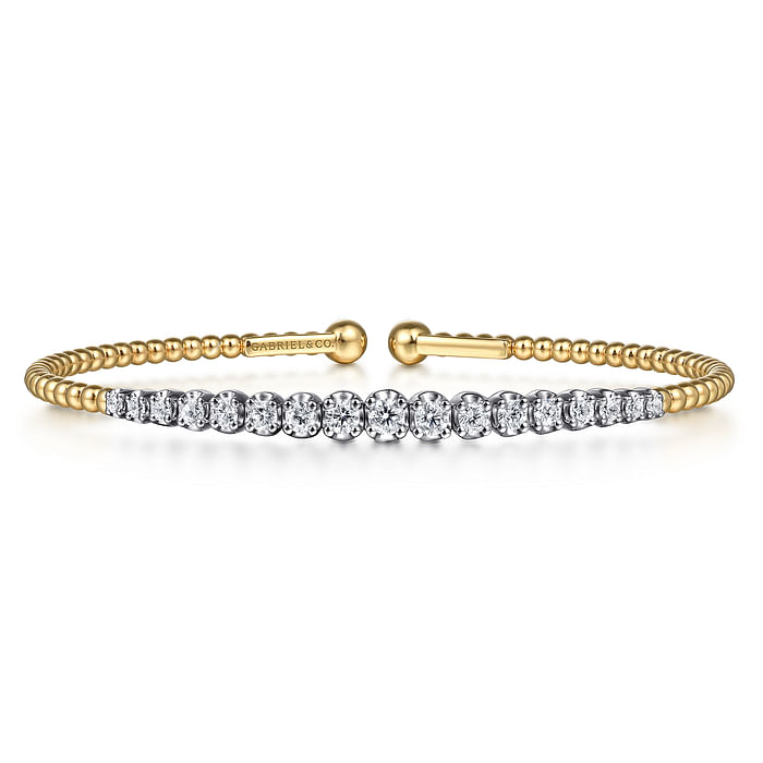 14K White and Yellow Gold Diamond Bujukan Bangle