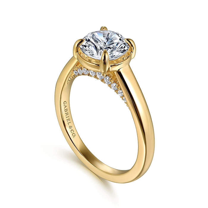 14K Yellow Gold Round Diamond Engagement Ring