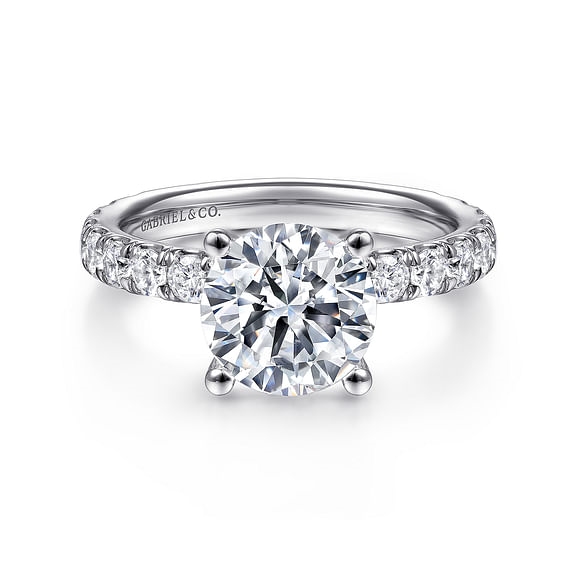 14K White Gold Round Diamond Engagement Ring