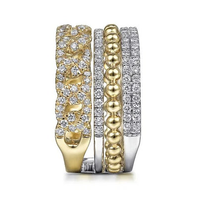 14K White-Yellow Gold Bujukan Diamond Easy Stackable Ring