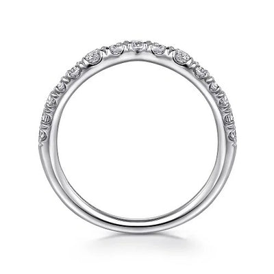 Chambery - Curved 14K White Gold French Pave Diamond Wedding Band - 0.5 ct