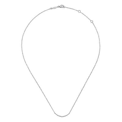 14K White Gold Curved Diamond Bar Necklace