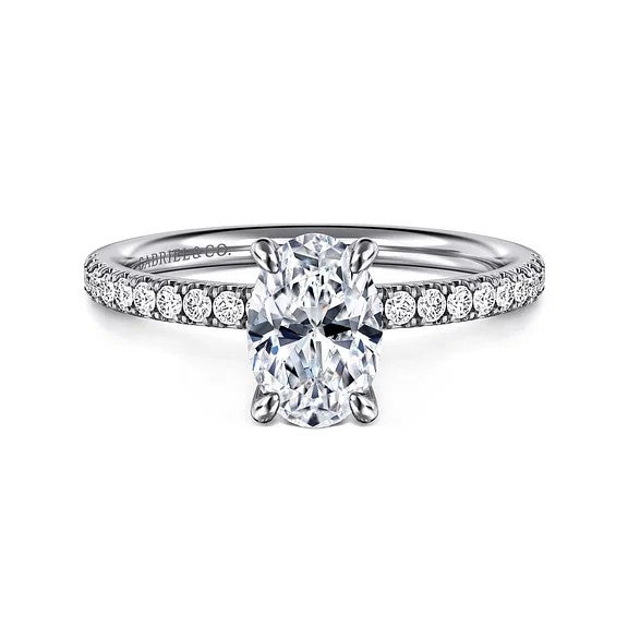 Twain - 14K White Gold Oval Diamond Engagement Ring (Setting Only)