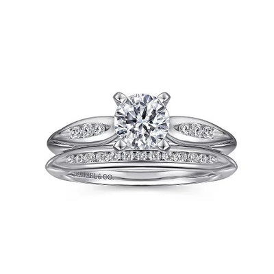 Quinn - 14K White Gold Round Diamond Channel Set Engagement Ring (Setting only, center stone not included)