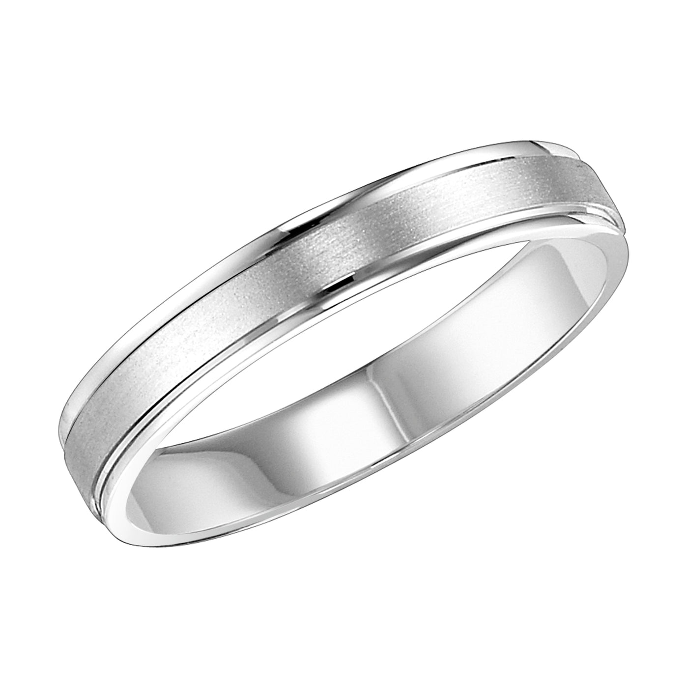 White Gold 4mm Comfort Fit Men's Wedding Band