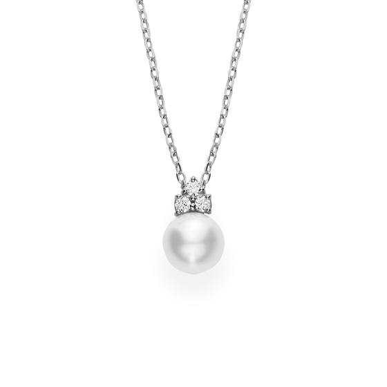 Classic Akoya Cultured Pearl Pendant with Diamond