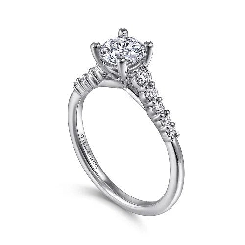 Reed - 14K White Gold Round Diamond Engagement Ring (Setting Only)