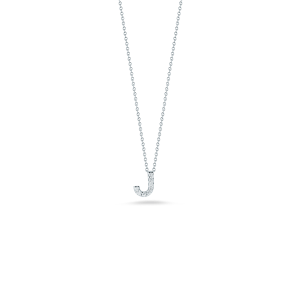 18K WHITE GOLD TINY TREASURES DIAMOND LOVE LETTER “J” NECKLACE