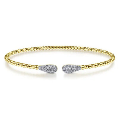 14K Yellow Gold Bujukan Diamond Teardrops Bangle