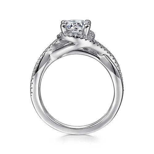 14K White Gold Round Halo Diamond Engagement Ring