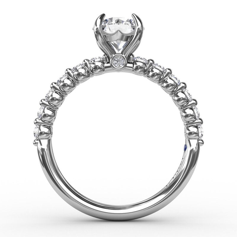 Contemporary Round Diamond Solitaire Engagement Ring With Diamond Band