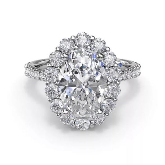 Floral Halo Diamond Engagement Ring