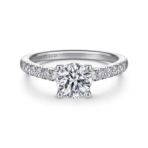 Jones - 14K White Gold Round Diamond Engagement Ring (Setting Only)