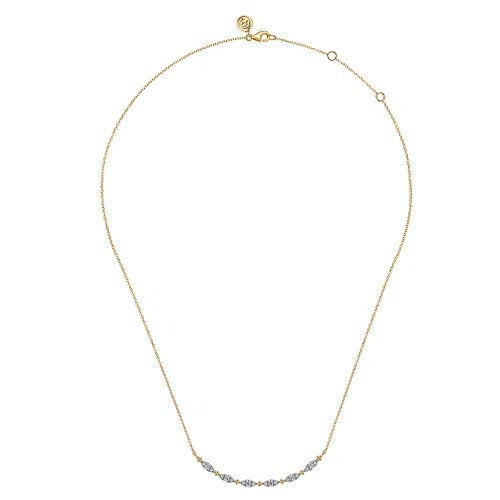 14K Yellow Gold Curved Bujukan Bar Diamond Necklace