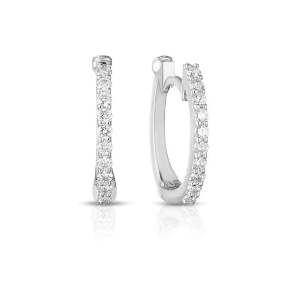 Roberto Coin 18kt White Gold Pave Diamond Huggie Hoops