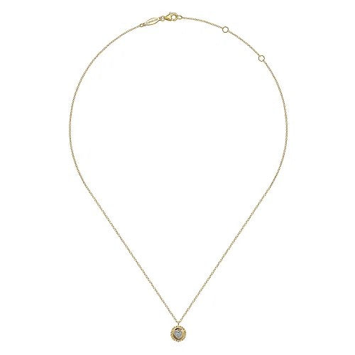 14K Yellow Gold Bujukan Heart Pendant Necklace with Diamonds