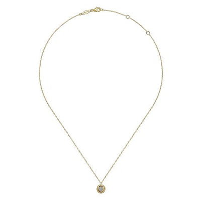 14K Yellow Gold Bujukan Heart Pendant Necklace with Diamonds