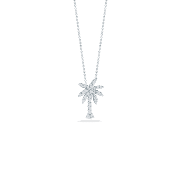 18k White Gold & Diamond Palm Tree Necklace