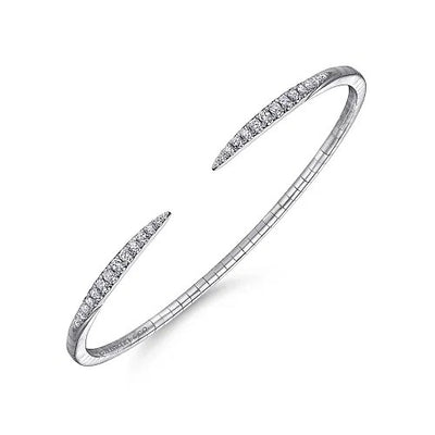 14K White Gold Split Diamond Spike Bangle