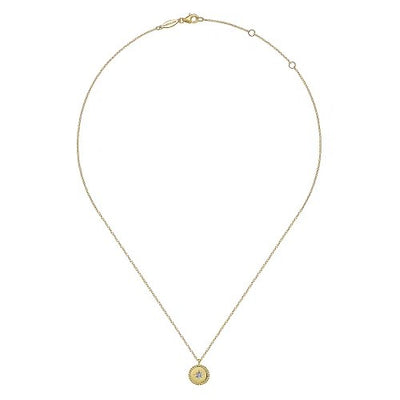 14K Yellow Gold Bujukan Medallion Necklace with Starburst Diamond Center