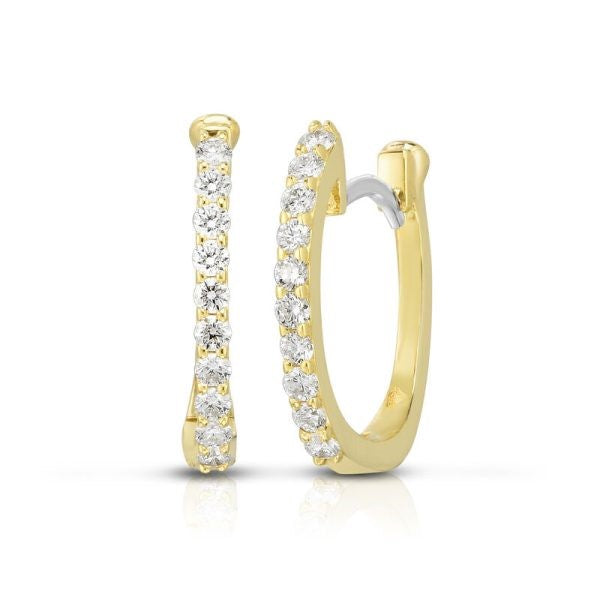 Roberto Coin 18kt Yellow Gold Diamond Tiny Hoop Earrings