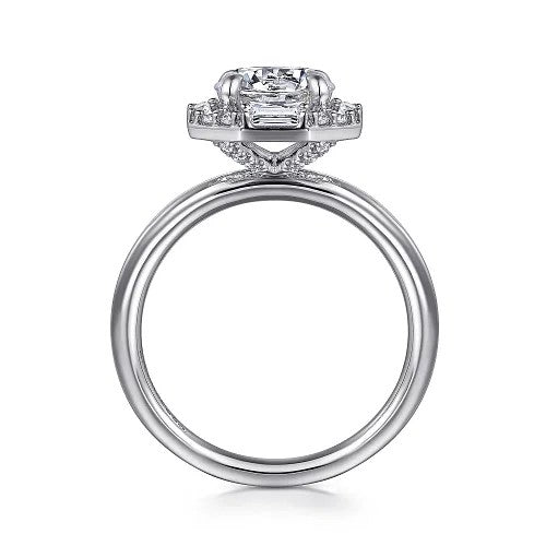 Seina - 14K White Gold Round Hidden Halo Diamond Engagement Ring (Setting Only)