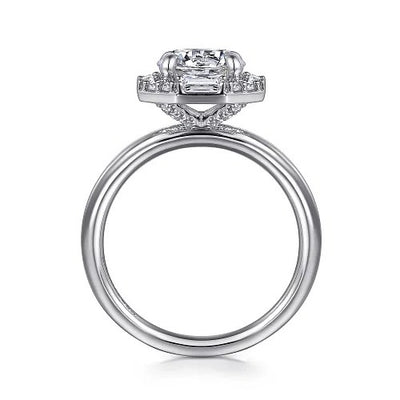 Seina - 14K White Gold Round Hidden Halo Diamond Engagement Ring (Setting Only)