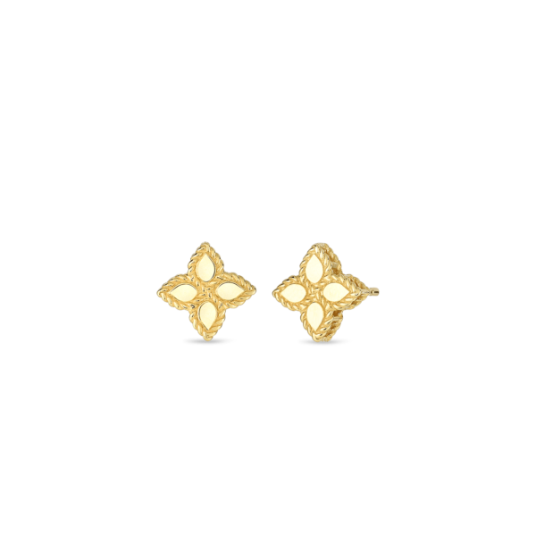 18K YELLOW GOLD PRINCESS FLOWER SMALL STUD EARRINGS