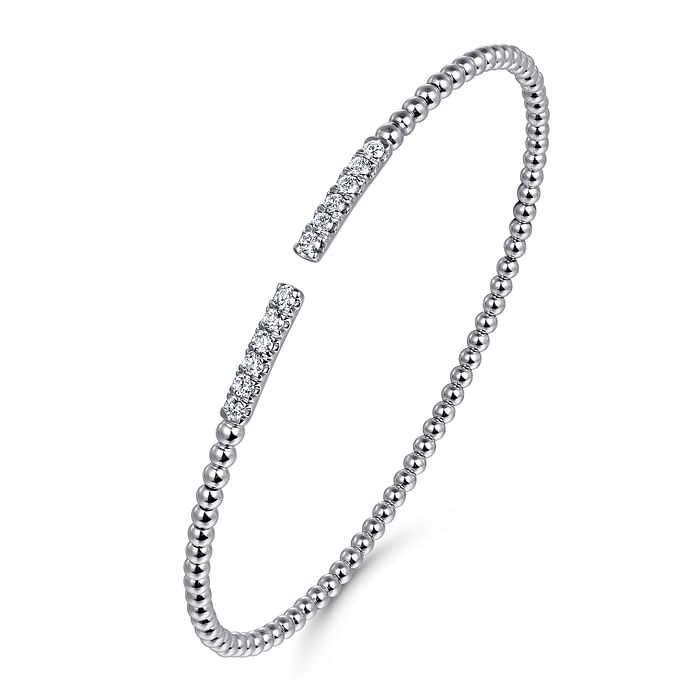 14K White Gold Bujukan Diamond Bars Bangle