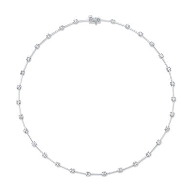 Round Diamond Bar Necklace in 18kt White Gold