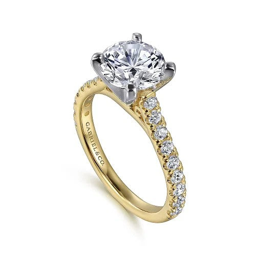 14K White-Yellow Gold Round Diamond Engagement Ring