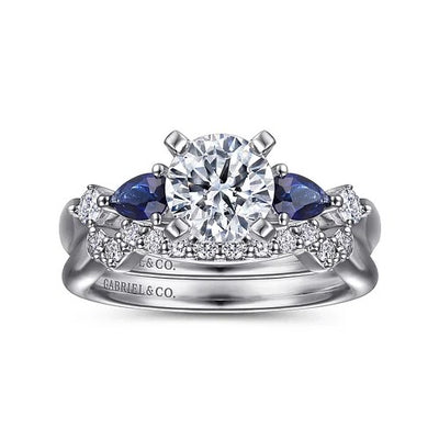 Carrie - 14K White Gold Round Five Stone Sapphire and Diamond Engagement Ring (Setting Only)