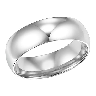 White Gold 7mm Comfort Fit Men's Wedding Band