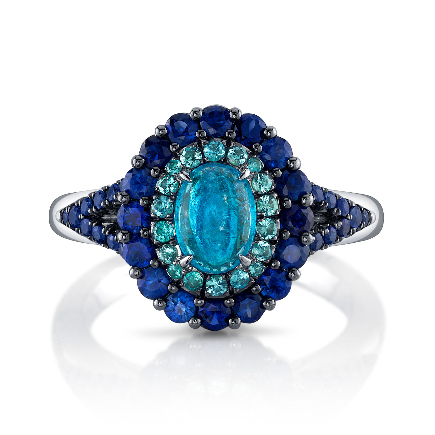 Platinum Paraiba Tourmaline & Sapphire Ring