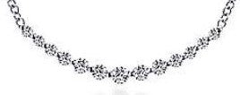 14K White Gold Curved Diamond Bar Necklace