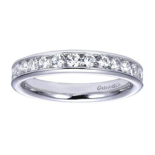 Toledo - 14K White Gold Channel Set Diamond Wedding Band - 0.76 ct