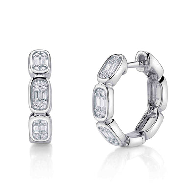 0.39CT DIAMOND BAGUETTE OCTAGON HOOP EARRING