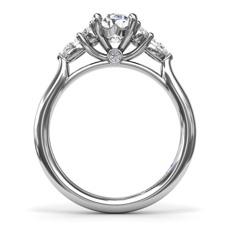 Pear Side Cluster Diamond Engagement Ring