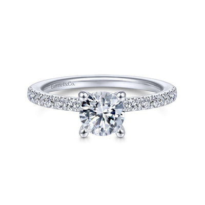 Ulani - 14K White Gold Round Diamond Engagement Ring(Setting Only)