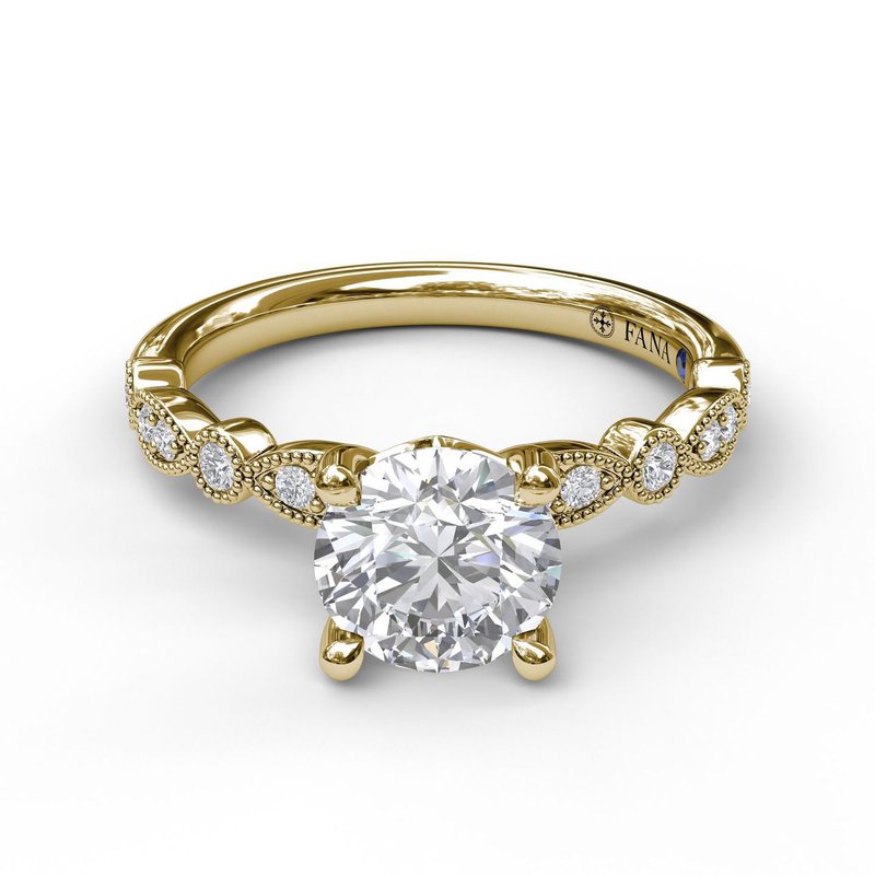 Classic Diamond Engagement Ring with Detailed Milgrain Band