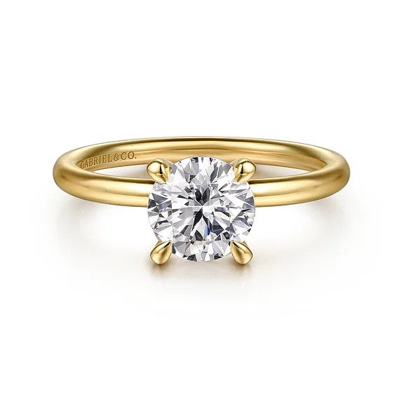 Tiana - 14K Yellow Gold Round Solitaire Diamond Engagement Ring (Setting Only)