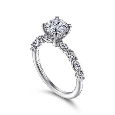 Juliet - 14K White Gold Round Diamond Engagement Ring (Setting Only)