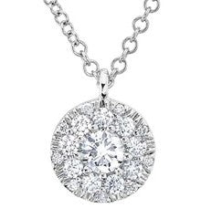 0.10CT-CTR(ROUND) 0.13CT-SIDE DIAMOND CLUSTER NECKLACE