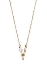 V Code Akoya Cultured Pearl Pendant in 18K Yellow Gold