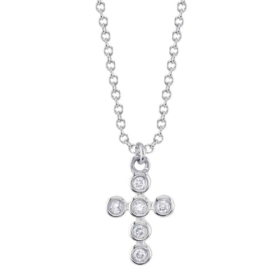 0.08CT DIAMOND BEZEL CROSS NECKLACE